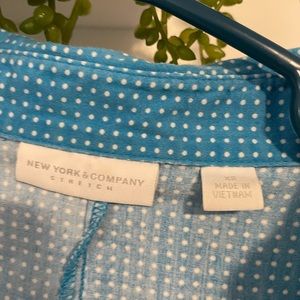 NY and Co blue polka dot shirt
